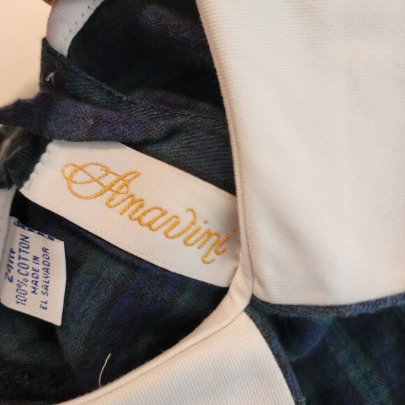 Anavini Boys 24 m Green Navy Plaid Smocked Romper White Peter Pan Collar Duck - Picture 13 of 13